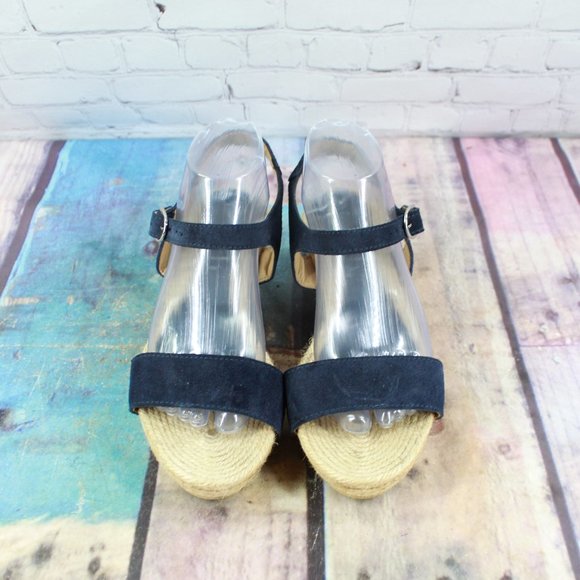 Lisa B. Black Leather Ankle Strap Espadrilles Wedge Sandals EU 40 US 9 - Picture 5 of 9